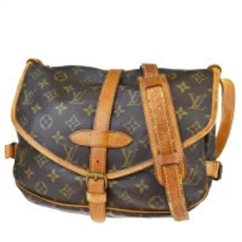 Louis Vuitton Saumur Monogram Leather Crossbody Bag Brown